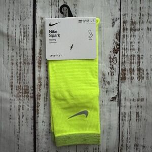 Nike Spark Volt Neon Green Running Socks Dri-Fit  Ankle M10-11.5 W11.5-13